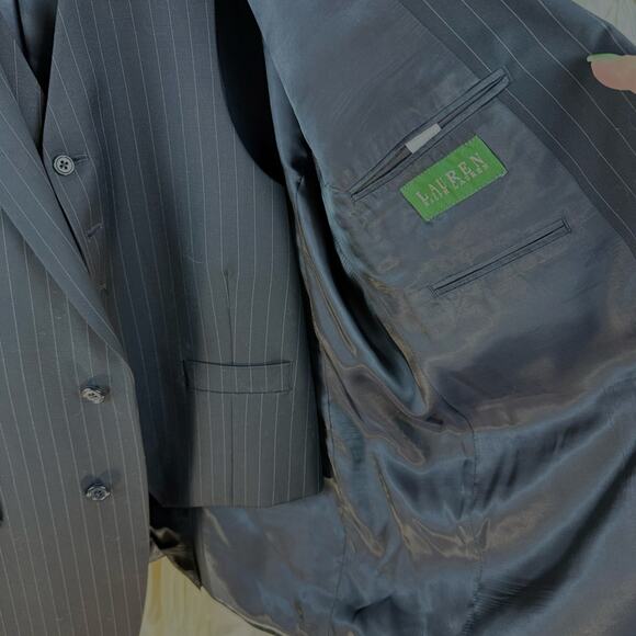 Ralph Lauren Sz 44R Dark gray wool 2 piece suit jacket with vest, classic SI-053 - Picture 4 of 14